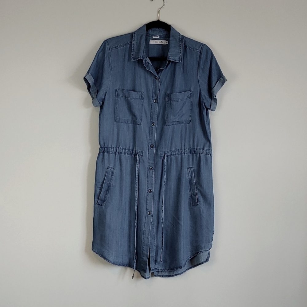 Women’s Chambray Like Shirt Dress - Blue